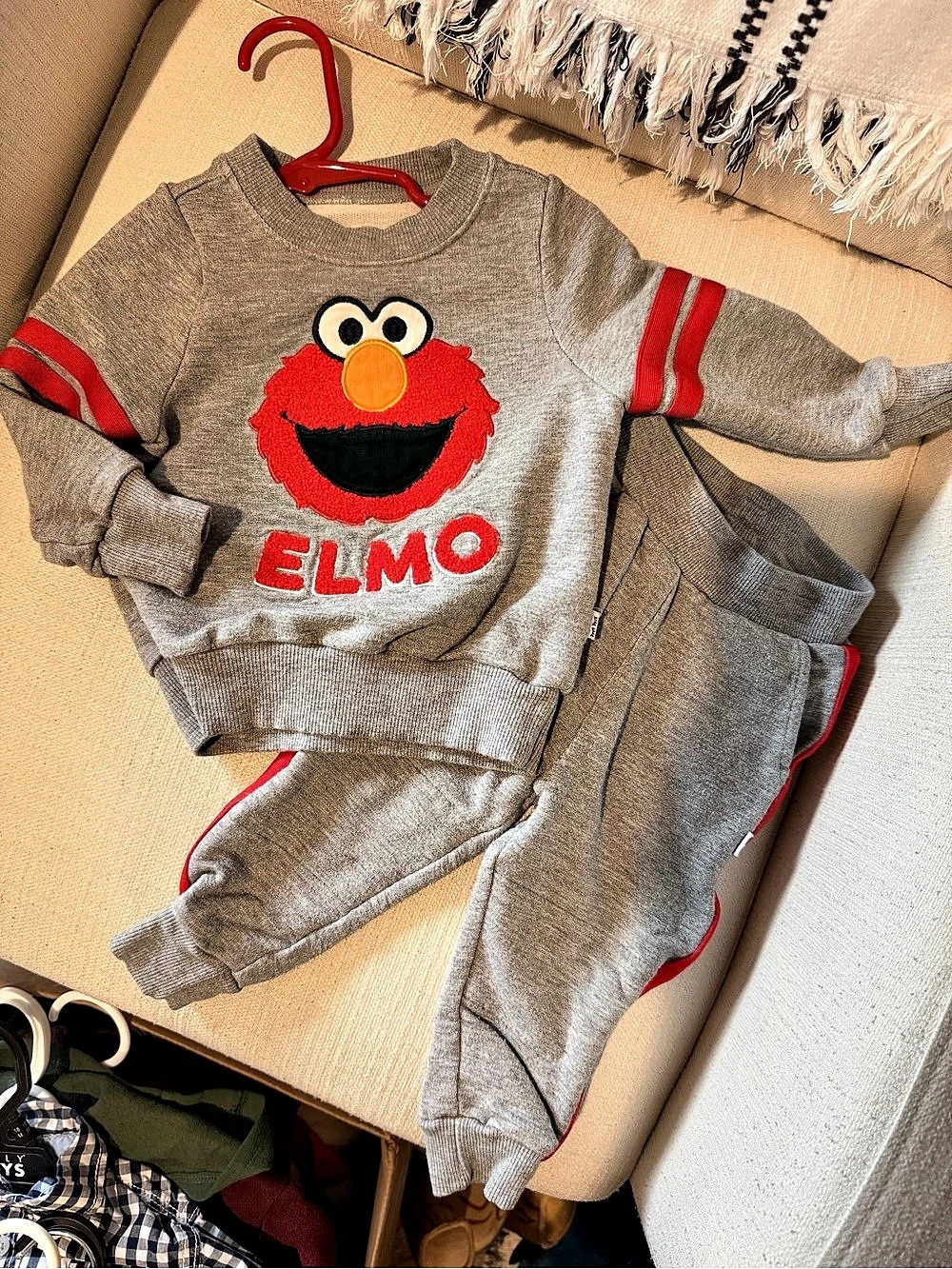 Sesame Street Elmo Little Sleepies collab sweat set 6-12 Months